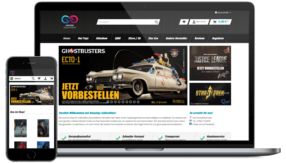 Layout der erstellten Amazing-Collectibles Website